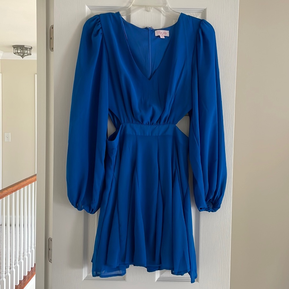 Pink Lily, Blue cutout dress, never worn, Size Small